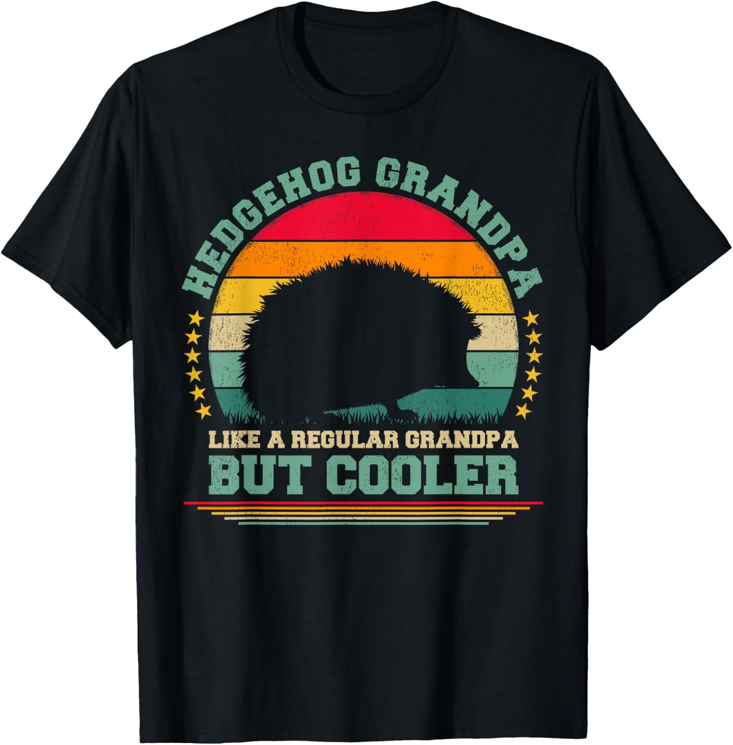 Hedgehog Lover Funny Vintage Hedgehog Grandpa Father's Day T-Shirt - T-Shirt | Black