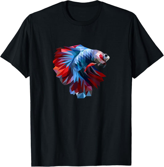 Colorful Geometric Betta Fish, Dad Mom Boy Girl Birth-day T-Shirt - T-Shirt | Black