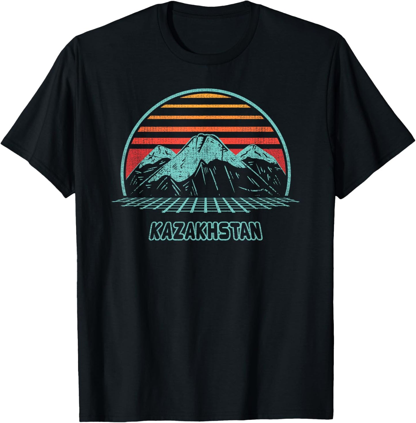 Kazakhstan Retro Vintage 80s Style T-Shirt - T-Shirt | Black