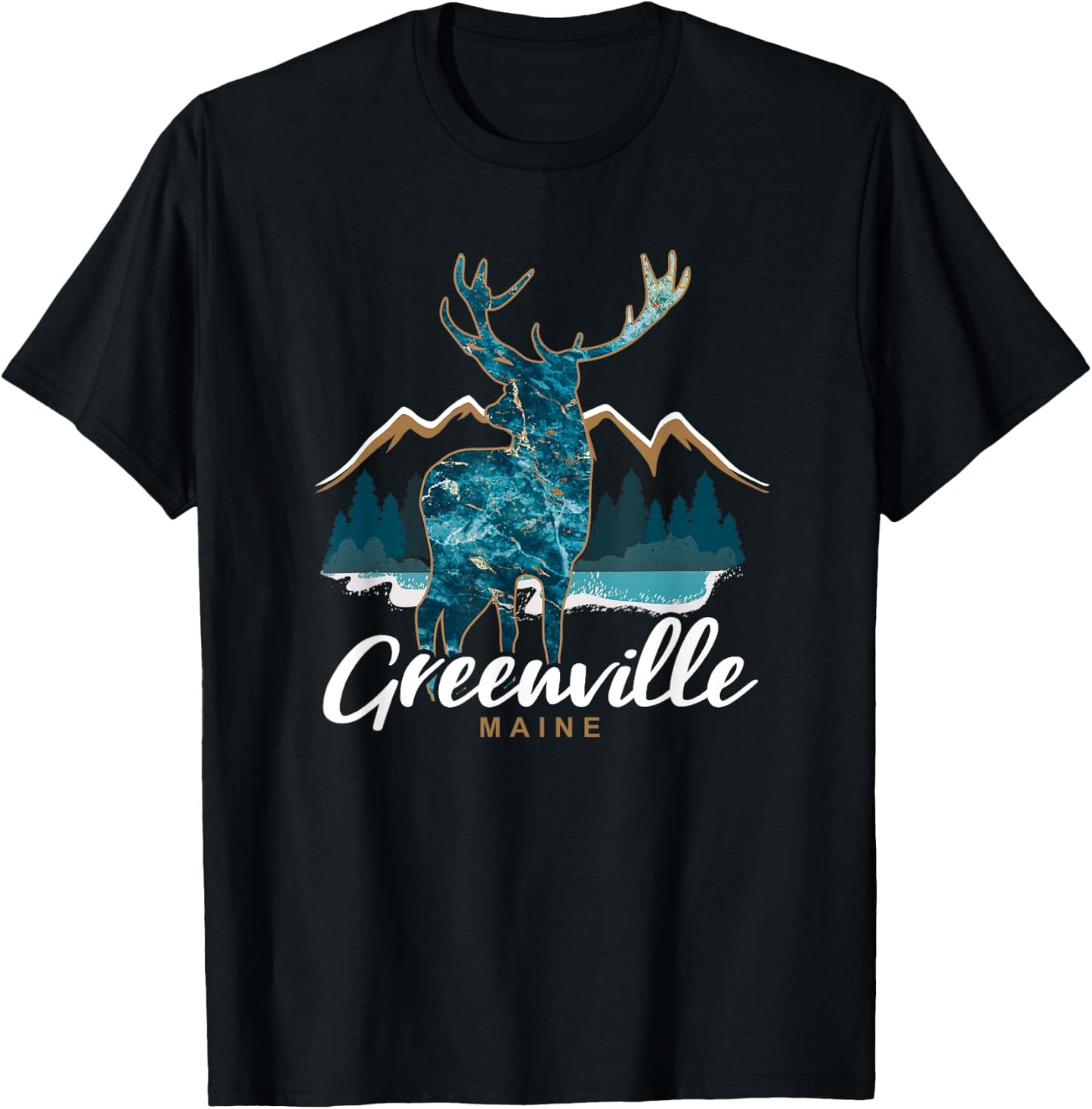 Greenville Maine ME USA Moosehead Lake Vacation Souvenir T-Shirt - T-Shirt | Black