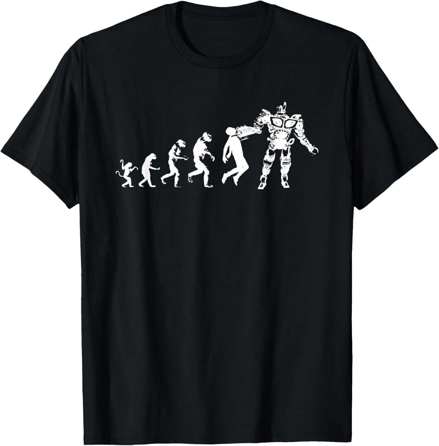 Funny Robot Evolution, Artificial Intelligence, AI T-Shirt - T-Shirt | Black