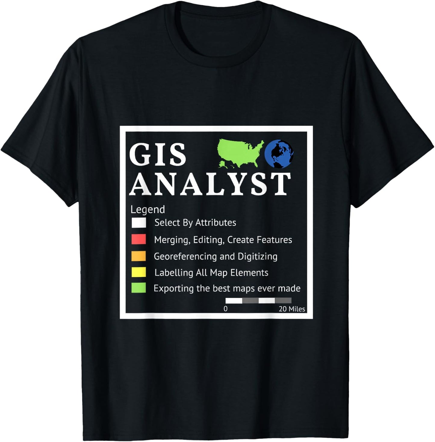 GIS Analyst Checklist T Shirt T-Shirt - T-Shirt | Black