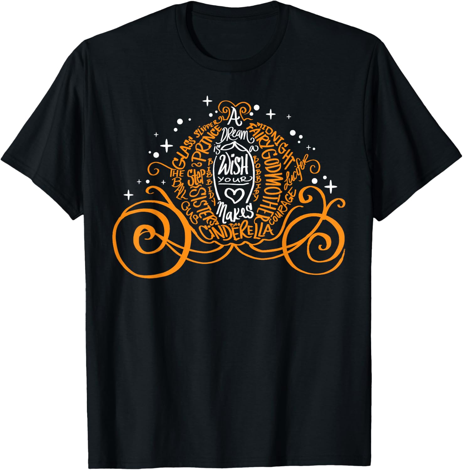 Disney Cinderella A Dream is A Wish Halloween Pumpkin Coach T-Shirt - T-Shirt | Black