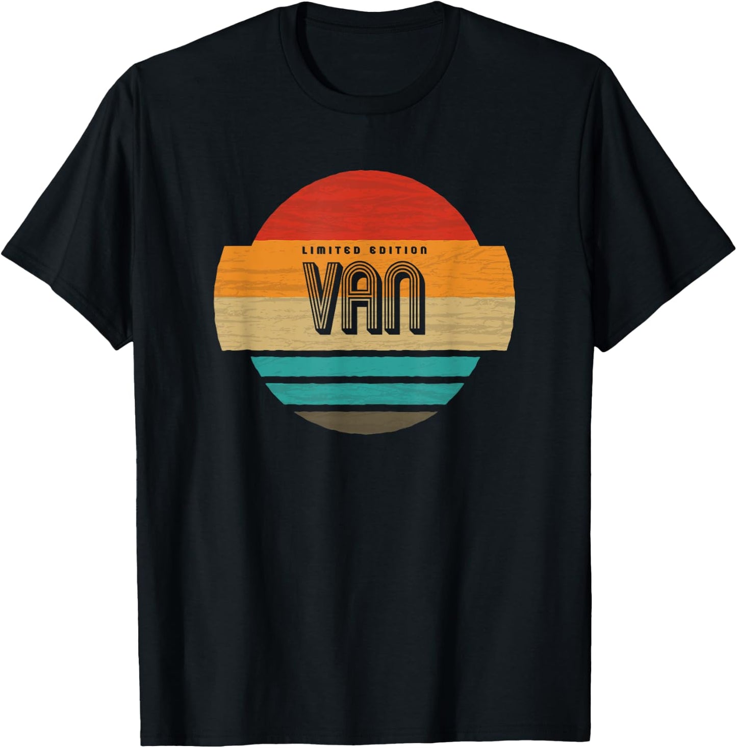 Van Name Retro Vintage Sunset Limited Edition T-Shirt - T-Shirt | Black