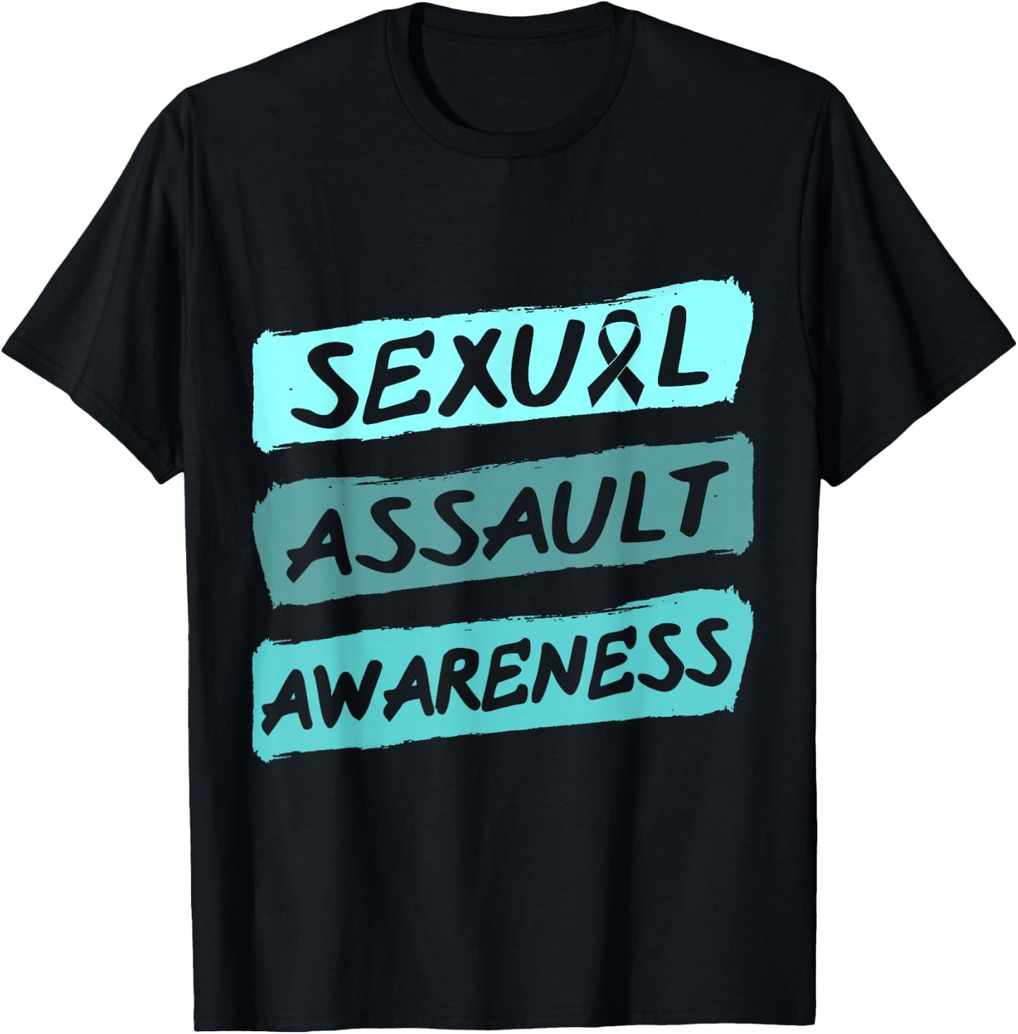 Sexual Assault Awareness Teal Ribbon T-Shirt - T-Shirt | Black