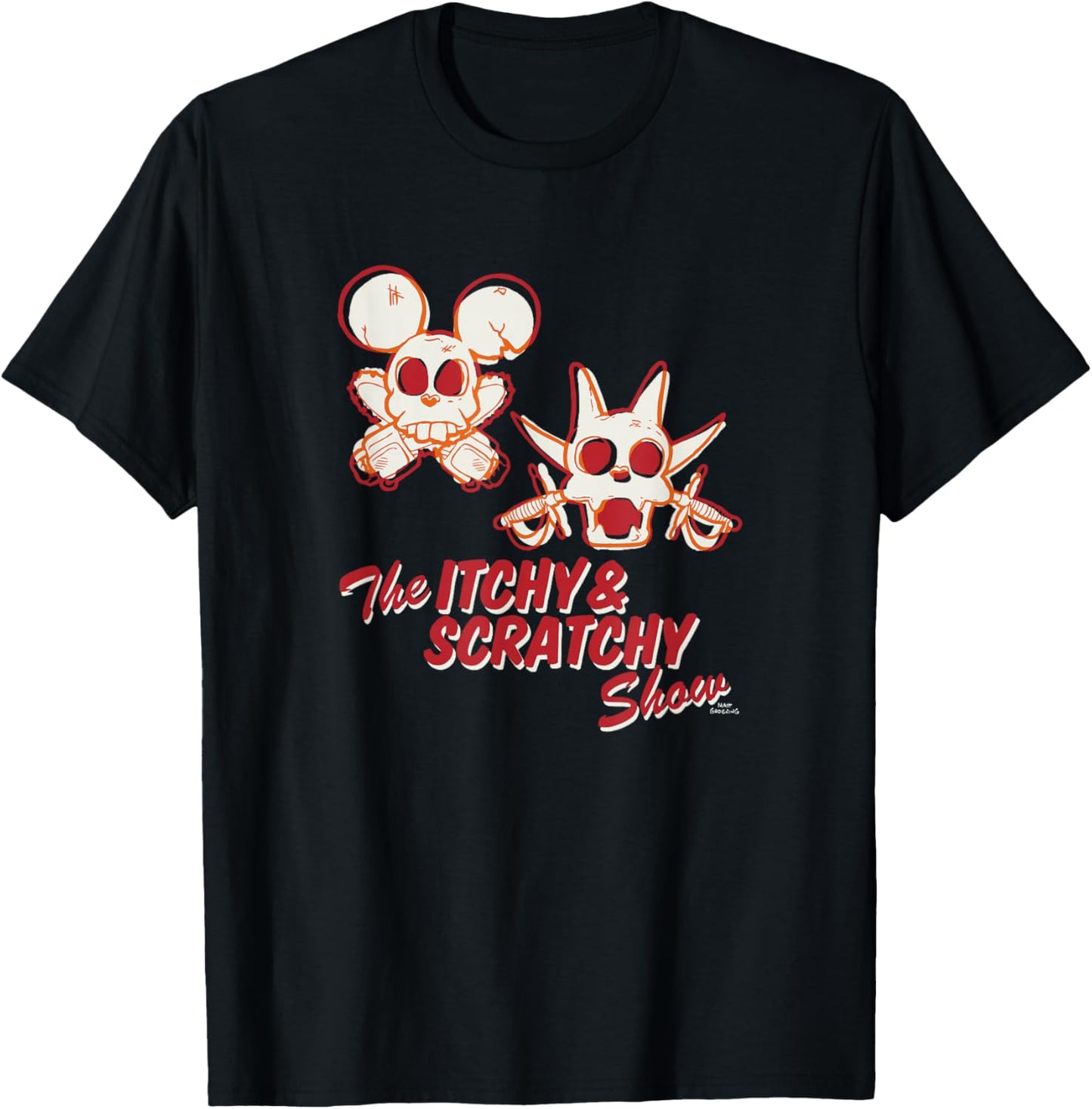 The Simpsons The Itchy & Scratchy Show Skeleton Logo C2 T-Shirt - T-Shirt | Black