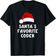 Christmas Santa's Favorite Coder Funny Xmas Pajama Coding T-Shirt - T-Shirt | Black