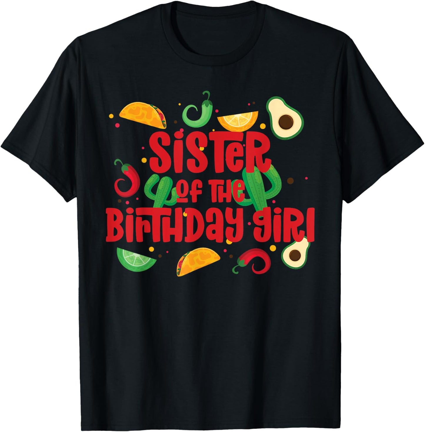 Sister Taco Twosday Fiesta Taco Birthday Theme Girl 2yr T-Shirt - T-Shirt | Black