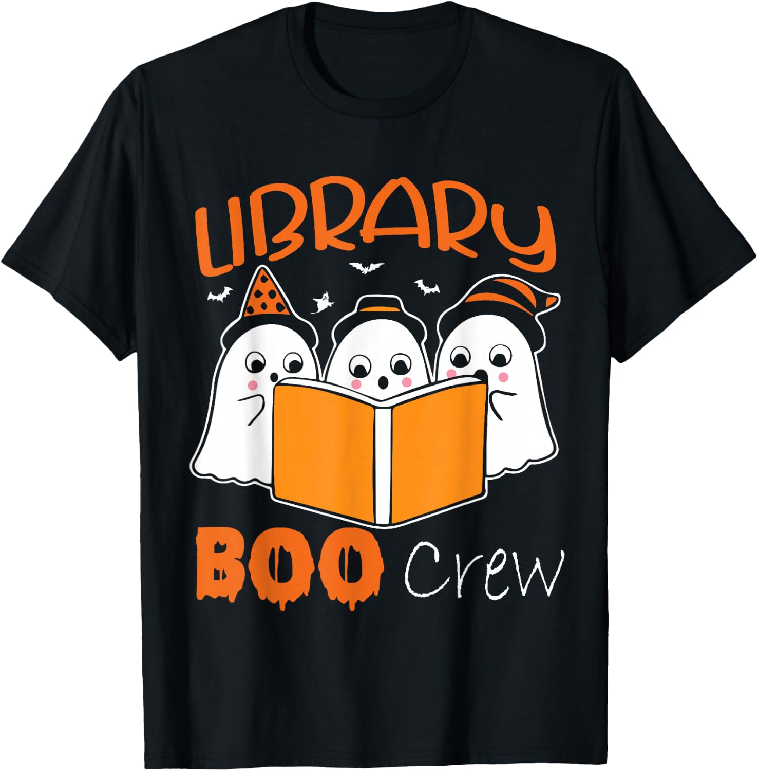 Library Boo Crew School Librarian Halloween Library Book T-Shirt - T-Shirt | Black