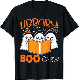Library Boo Crew School Librarian Halloween Library Book T-Shirt - T-Shirt | Black