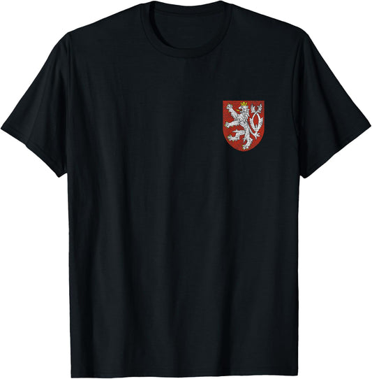 Czech Republic Coat of Arms Bohemia Flag Double Tailed Lion T-Shirt - T-Shirt | Black