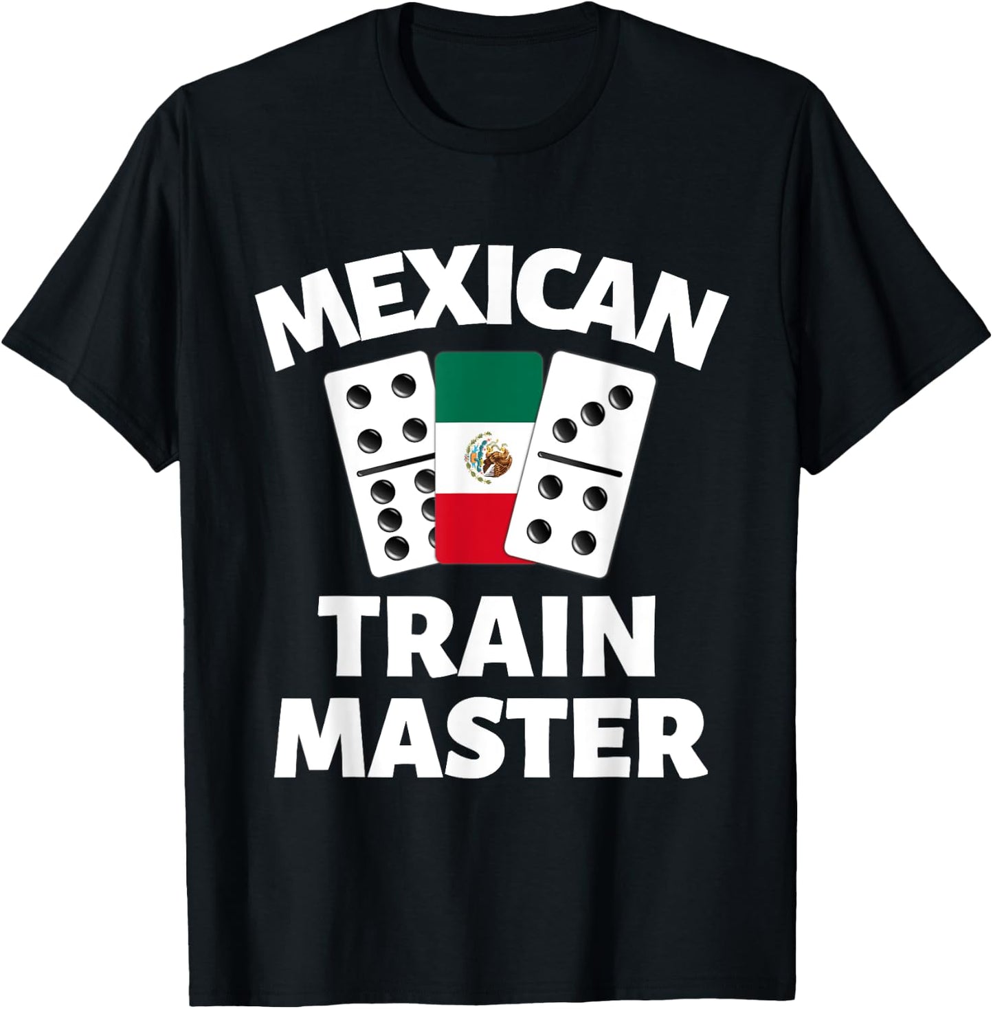 Dominoes Mexico Flag Dominoe Game Mexican Train Master T-Shirt - T-Shirt | Black