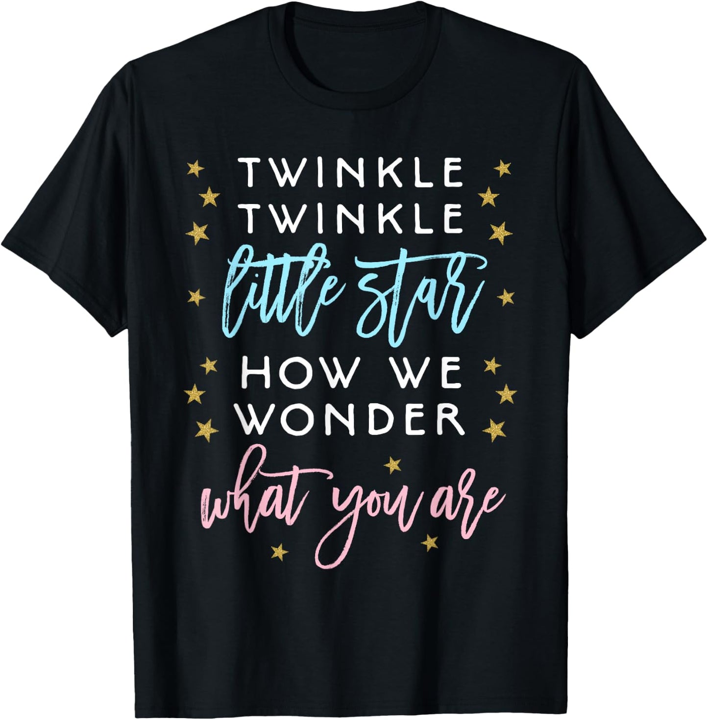 Twinkle Little Star Gender Reveal Shirt Baby Shower Gift T-Shirt - T-Shirt | Black