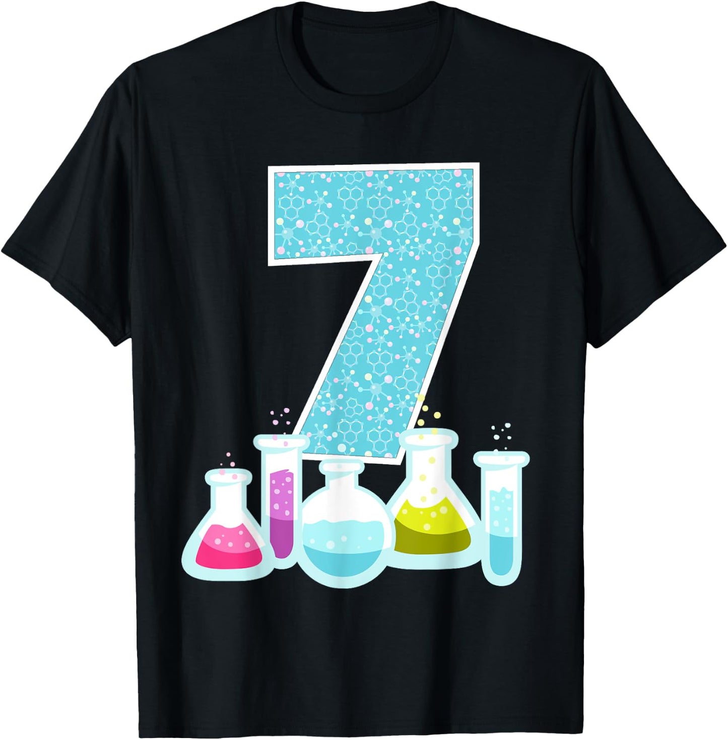 7th Birthday Science Theme Party Science Experiments Science T-Shirt - T-Shirt | Black