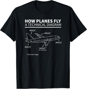 How Planes Fly Magic Funny Pilot T-Shirt - T-Shirt | Black