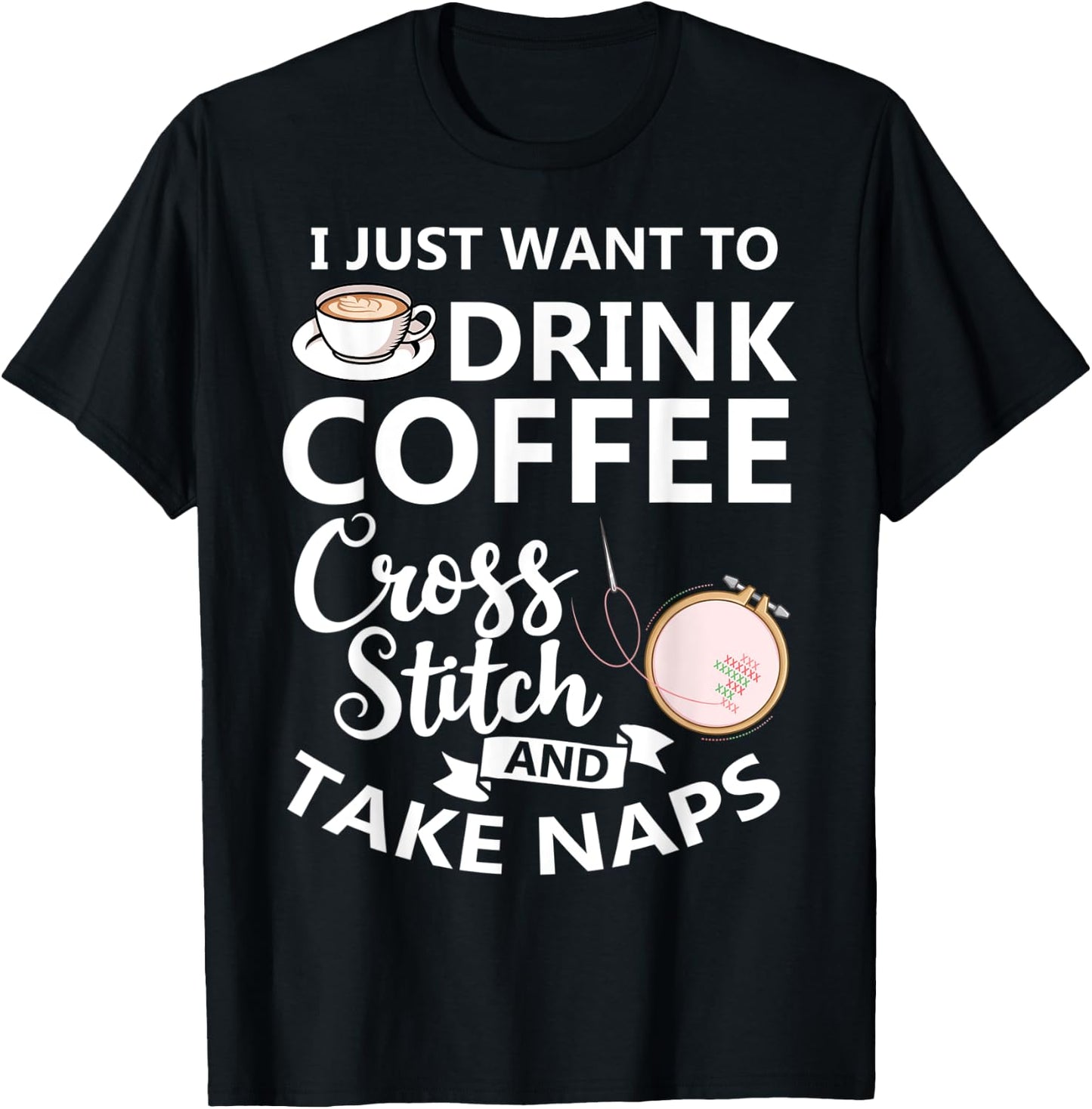 Cross Stitch Counted Pattern Beginner Alphabet Needle T-Shirt - T-Shirt | Black