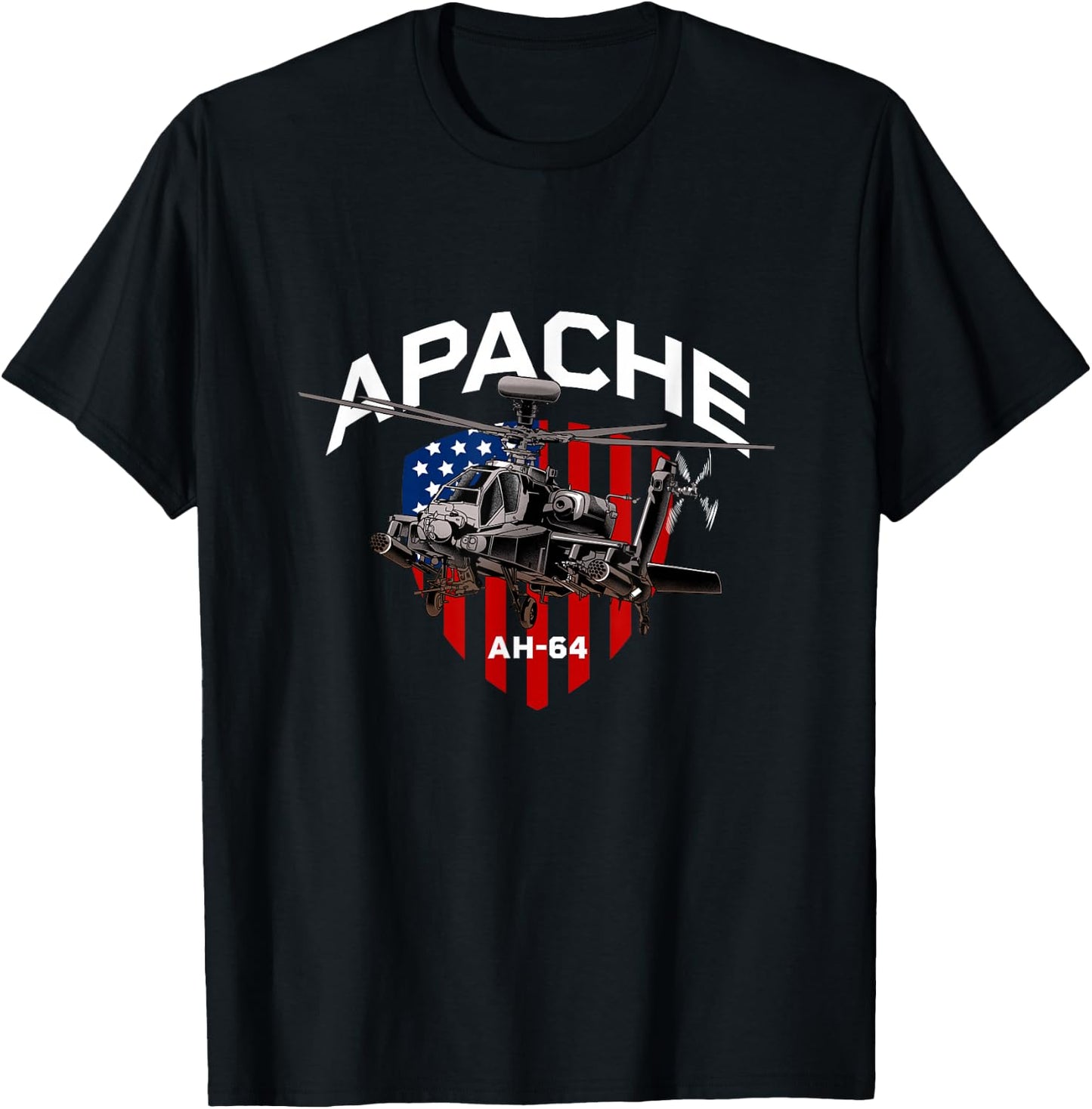 Military Helicopter - Apache Gunship T-Shirt - T-Shirt | Black