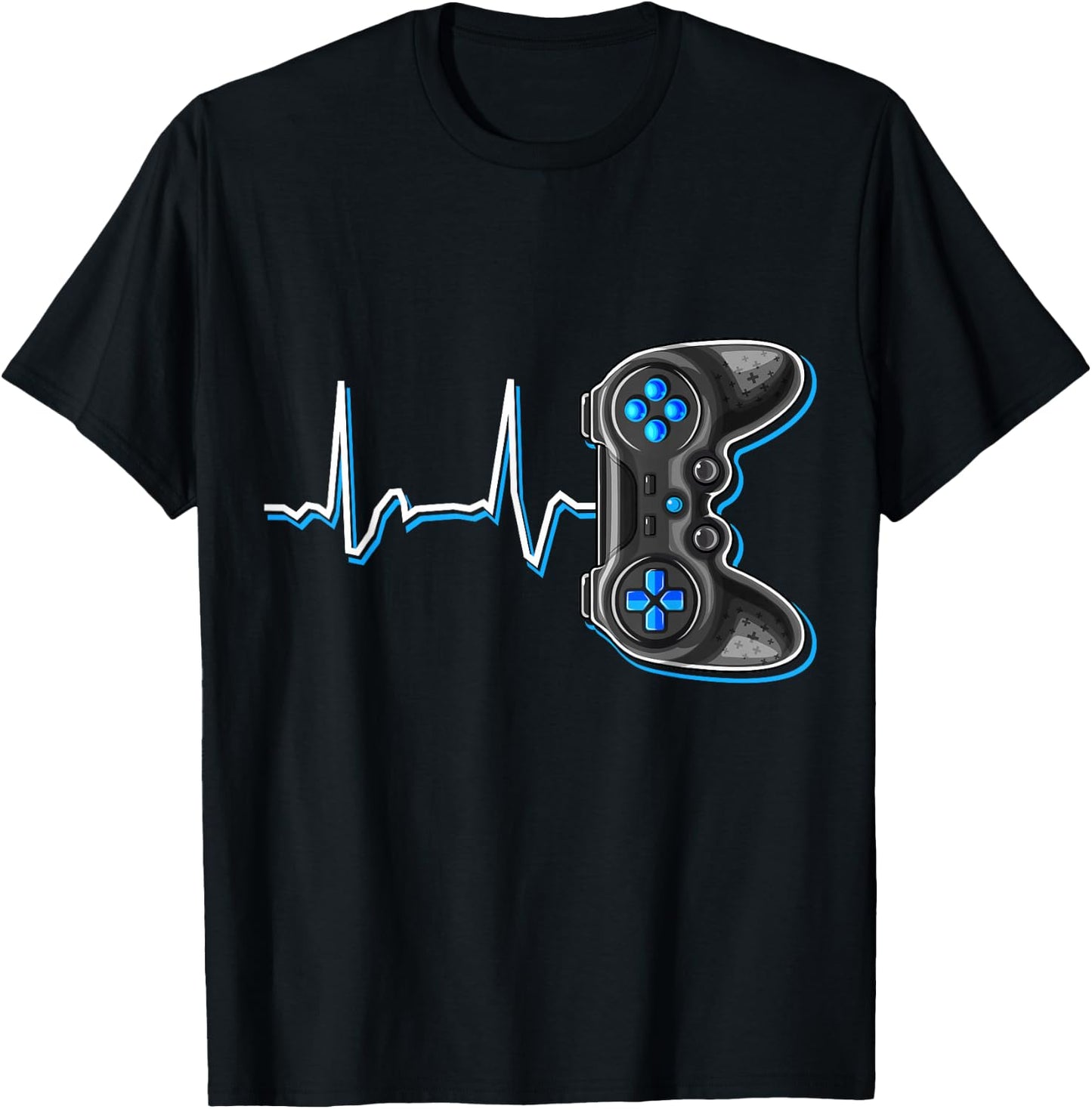 Video Gamer Heartbeat Video Game Controller Gift Kids Boys T-Shirt - T-Shirt | Black