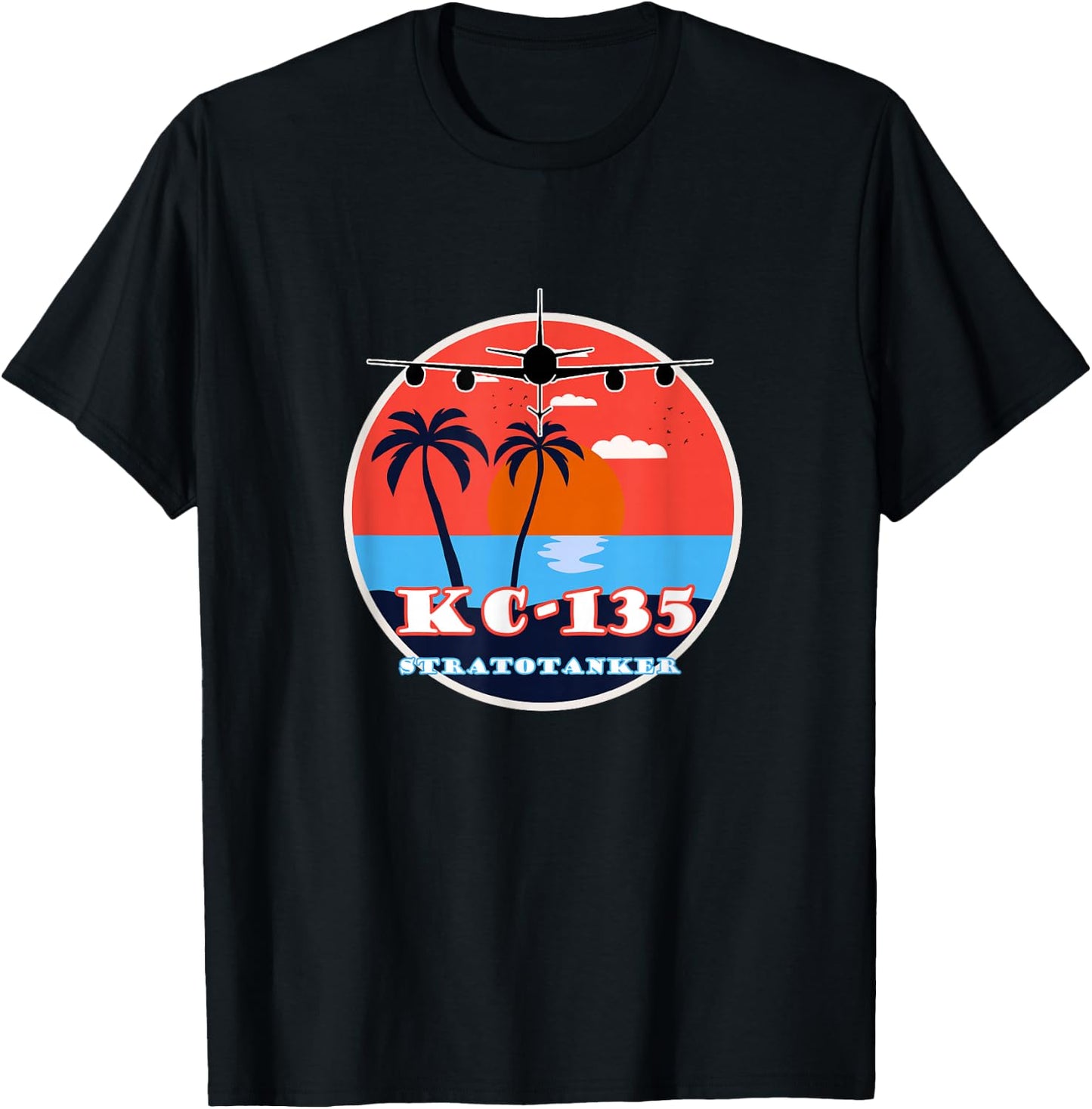 KC-135 Stratotanker Vintage Tropical Sunset Air Refueling T-Shirt - T-Shirt | Black