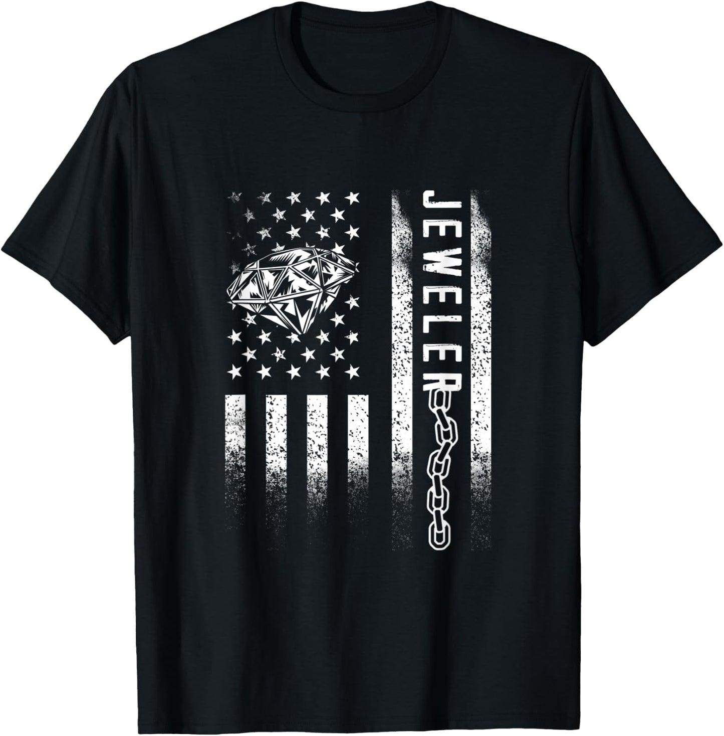 Jeweler Diamond USA American Flag Jewel Jewellery Goldsmith Men T-Shirt - T-Shirt | Black