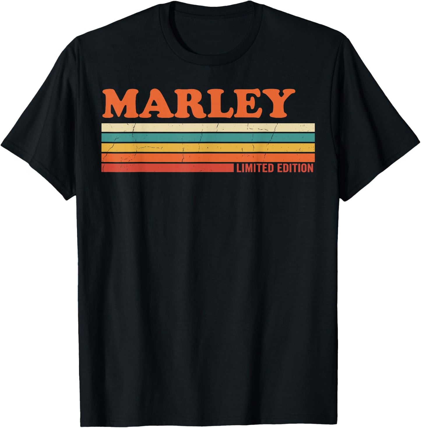Marley Retro Personalized First Name Vintage Stripes T-Shirt - T-Shirt | Black