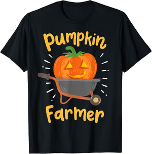 Halloween Pumpkin Farmer T-Shirt - T-Shirt | Black