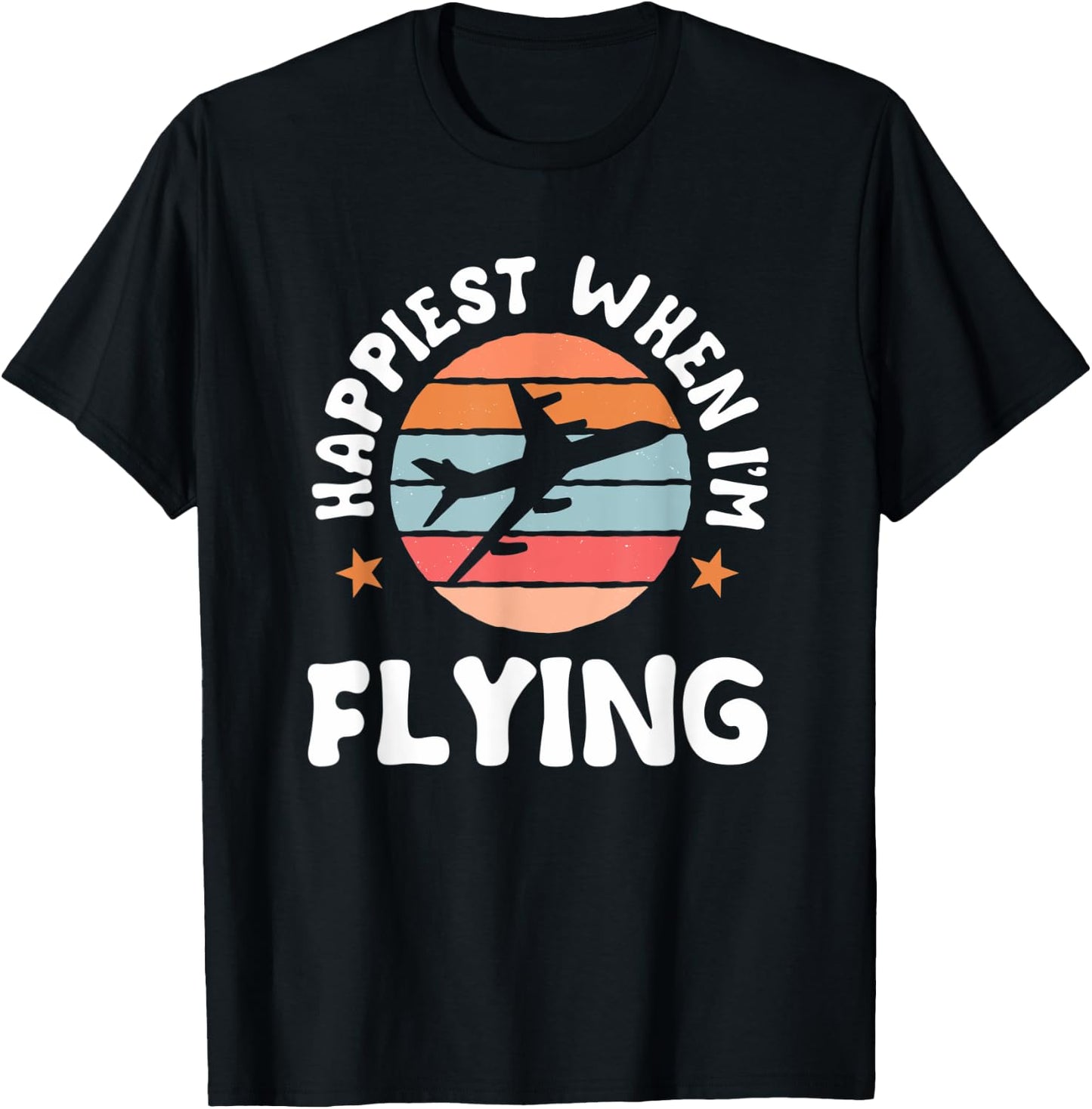 Pilot Flying Retro Aviator Airman Airwoman Aircraft Airplane T-Shirt - T-Shirt | Black