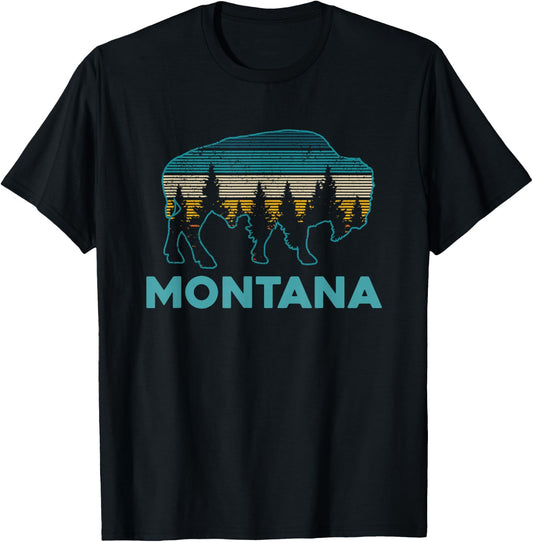 Montana Bison Vintage Souvenir T-Shirt - T-Shirt | Black
