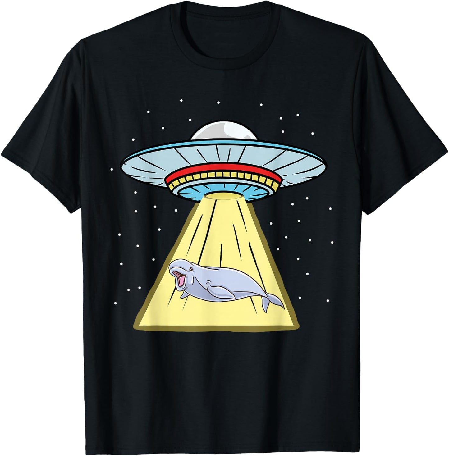 Ufo Abduction Beluga Whale T-Shirt - T-Shirt | Black