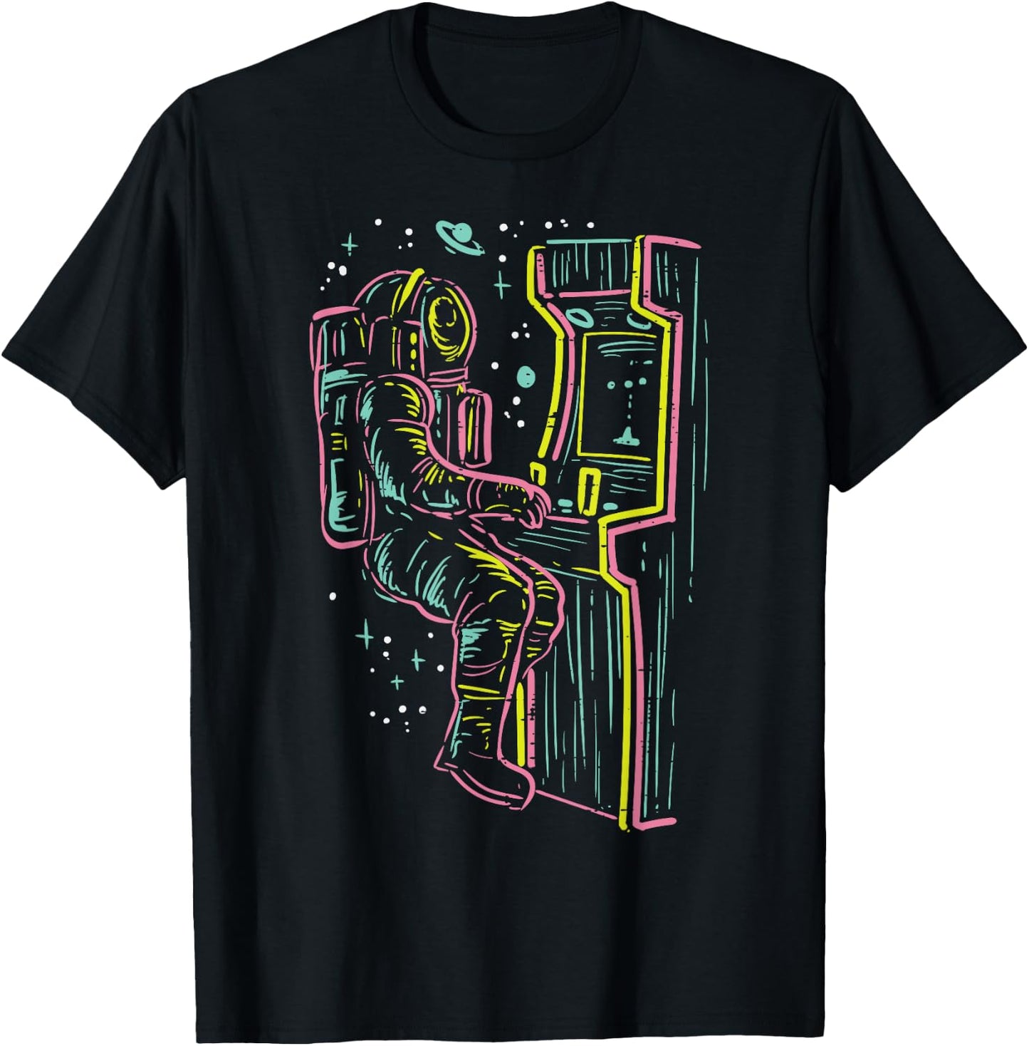 Astronaut Arcade Video Game Retro Space Gamer Men Boys Kids T-Shirt - T-Shirt | Black