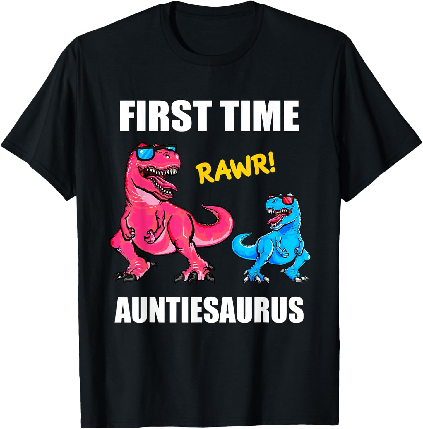 First Time Aunt 2022 Shirt Dinosaur Promoted To Aunt 2022 T-Shirt - T-Shirt | Black