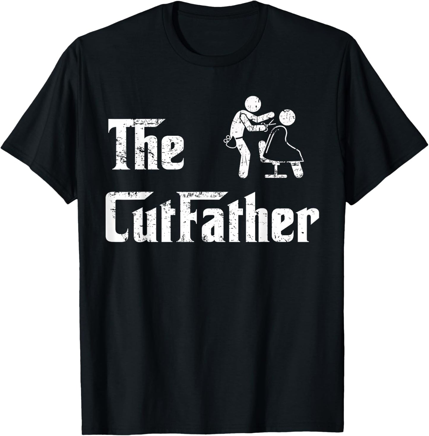 Vintage The Cutfather Fun Barber Hairstylist Dad Fathers Day T-Shirt - T-Shirt | Black