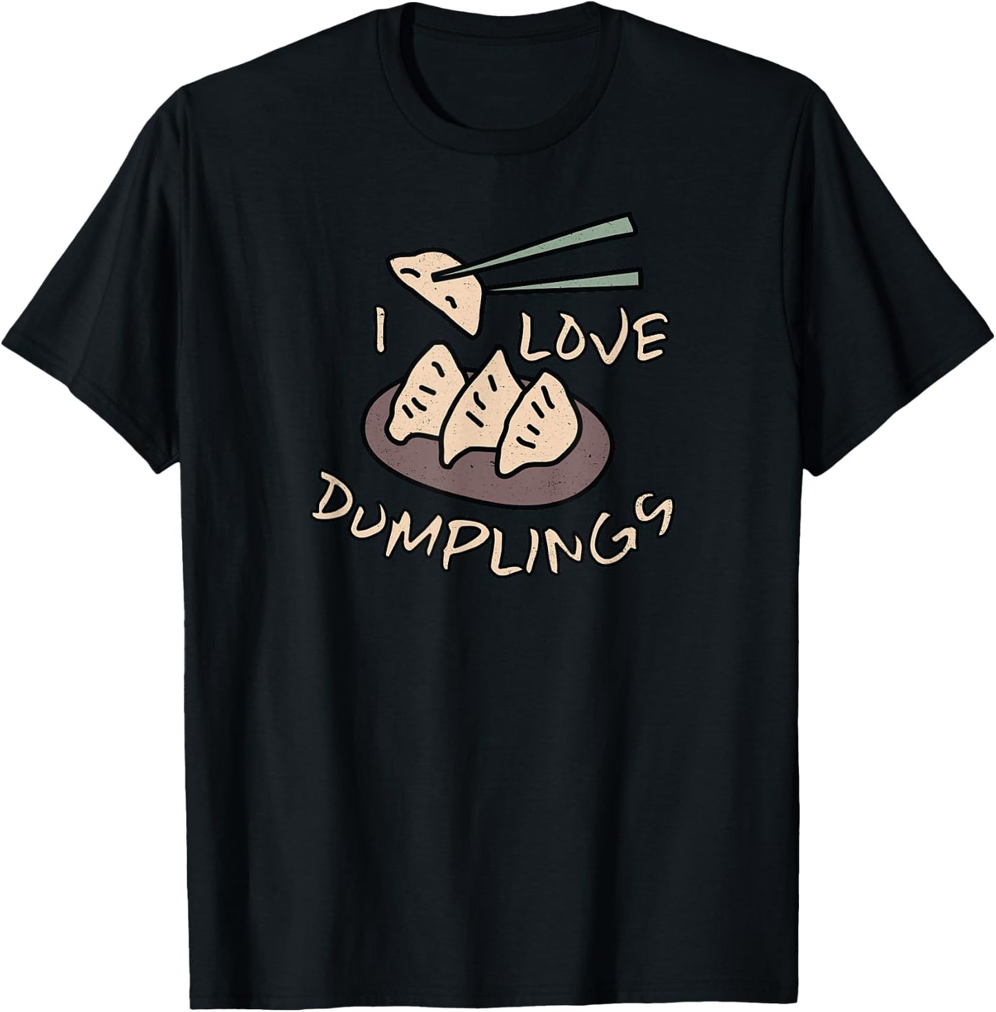 I Love Dumplings with Chopsticks T-Shirt - T-Shirt | Black