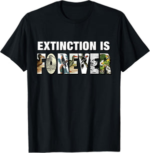 Extinction is Forever Graphic Extinct Birds Conservation T-Shirt - T-Shirt | Black