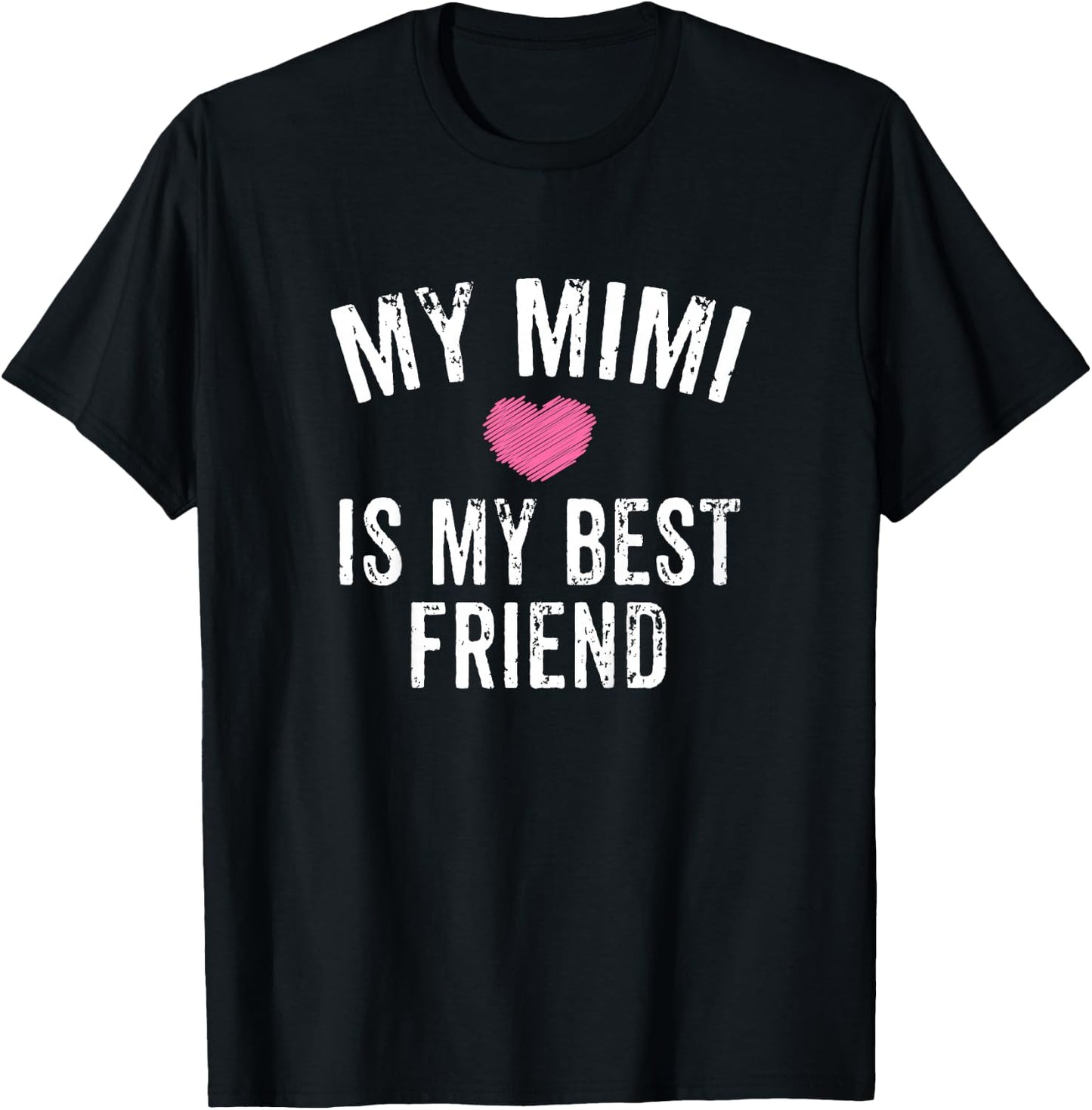 Kids My Mimi is My Best Friend Pink Heart Granddaughter T-Shirt - T-Shirt | Black