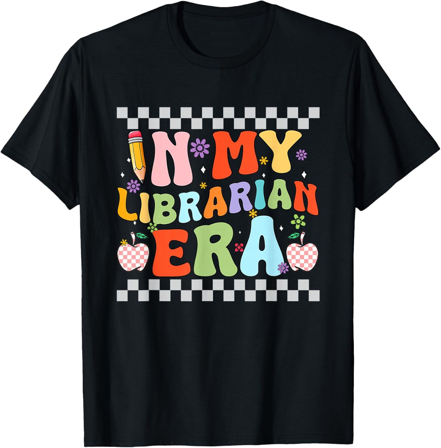 Retro Groovy In My Librarian Era Back To School Bookworm T-Shirt - T-Shirt | Black