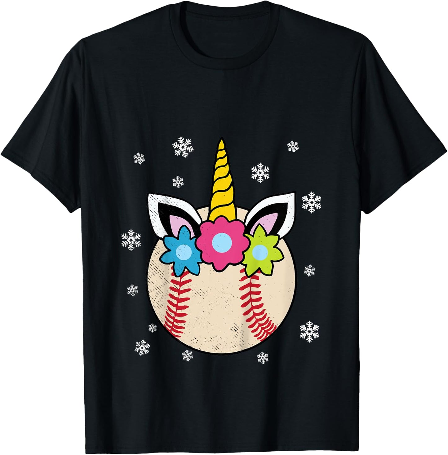 Unicorn Baseball Cute Sports Player Fan Girls Kids T-Shirt - T-Shirt | Black