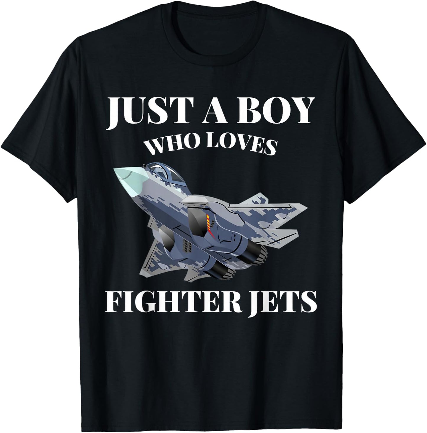 Just a Boy who loves Fighter Jets Airplane Airplane Aviation T-Shirt - T-Shirt | Black