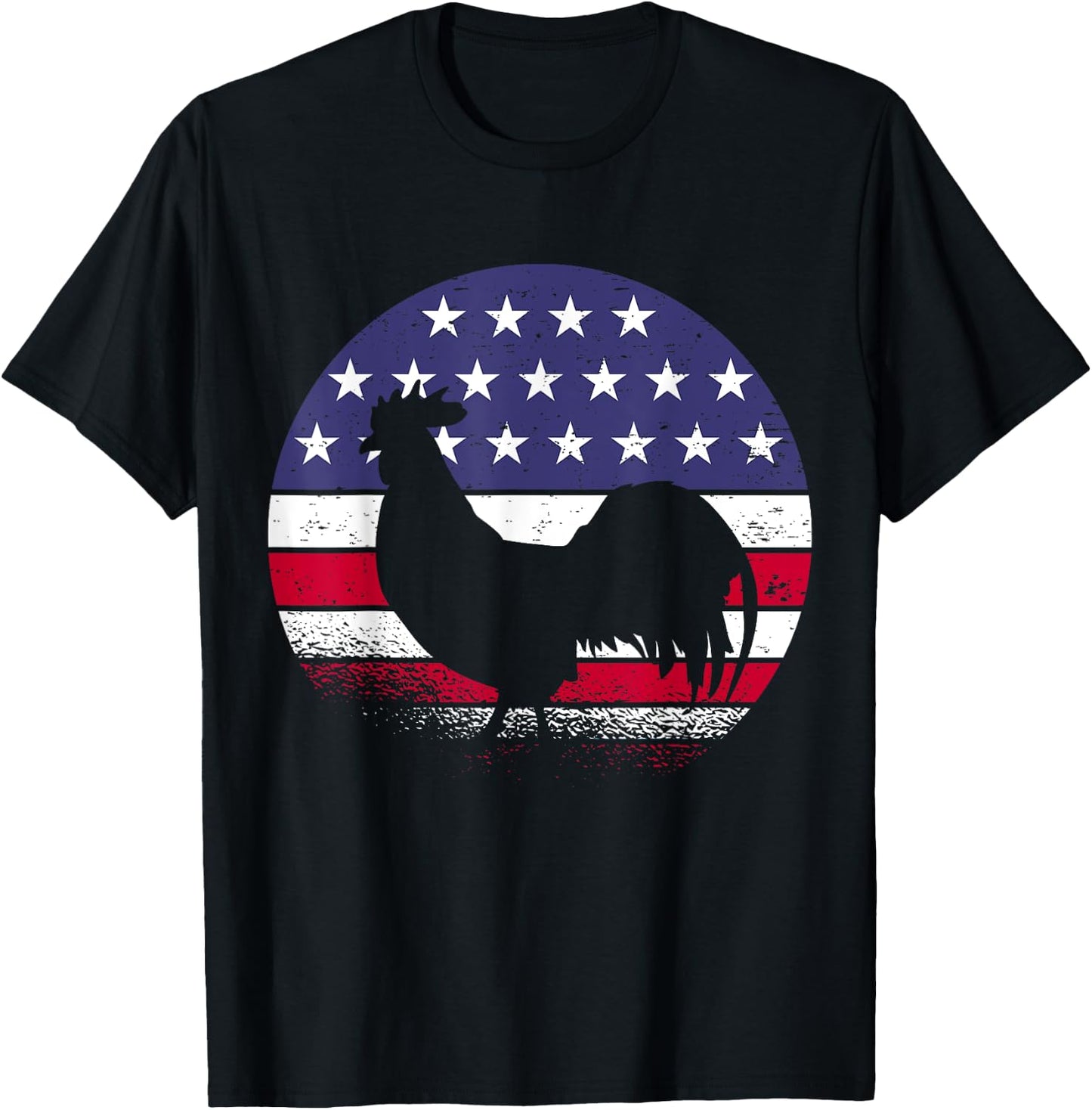 Chickens American Flag USA Rooster Women Men T-Shirt - T-Shirt | Black