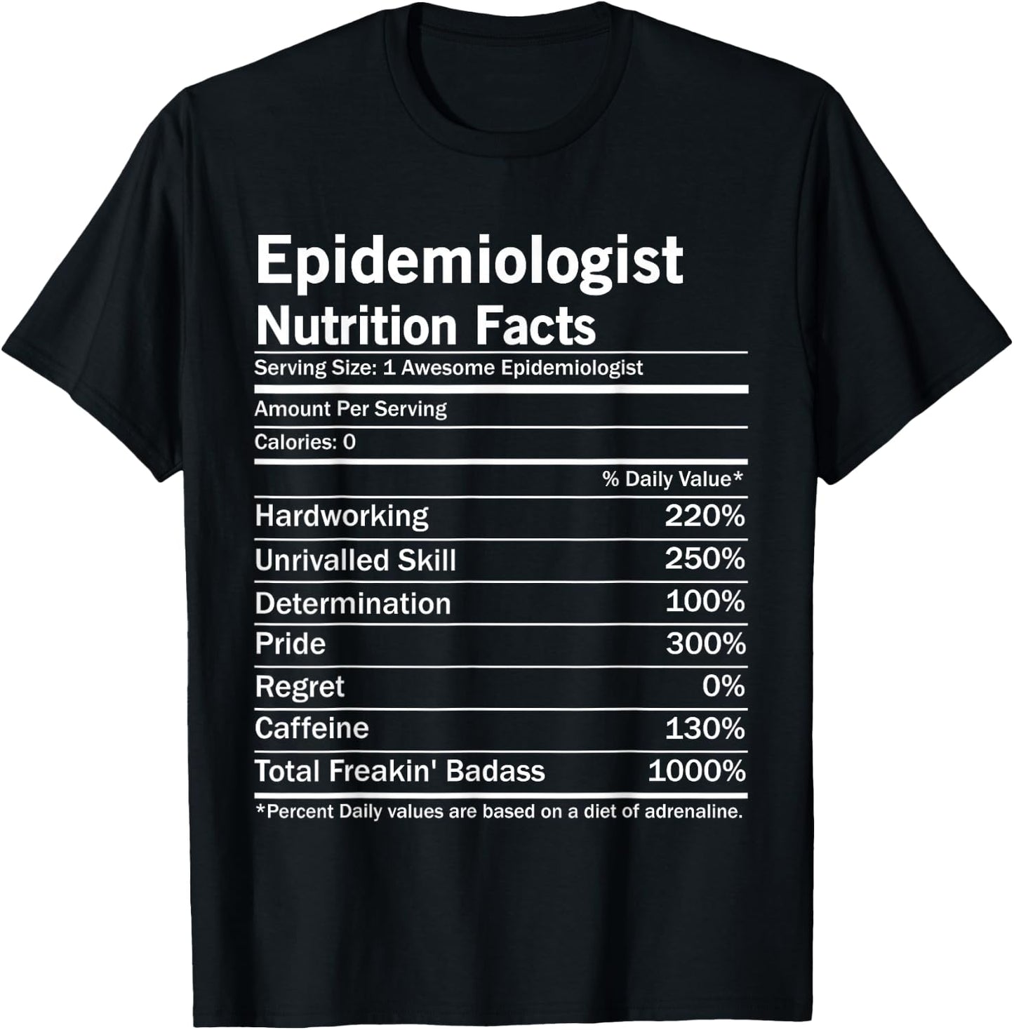 Epidemiologist Nutrition Facts Funny Epidemiology T-Shirt - T-Shirt | Black
