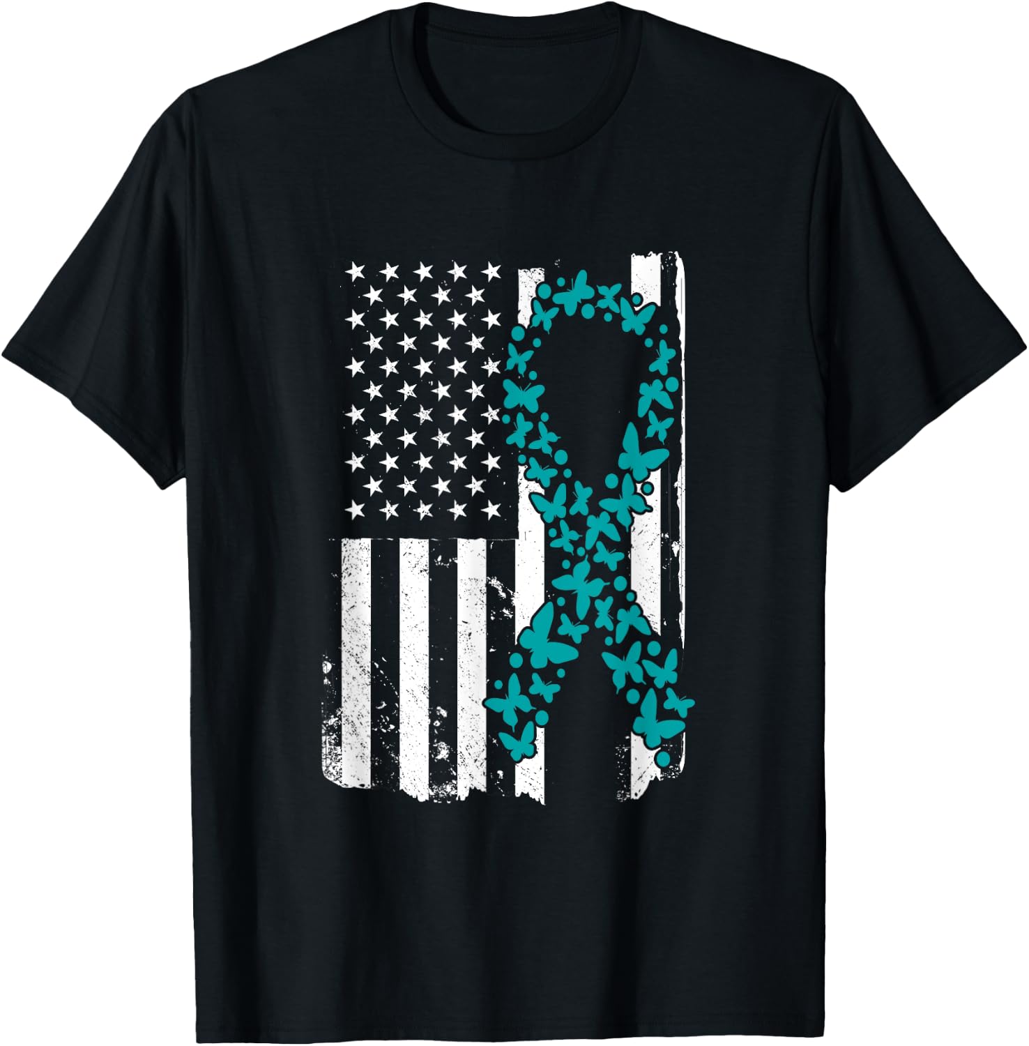 Ovarian Cancer Ribbon Awareness Mother's Day T-Shirt - T-Shirt | Black