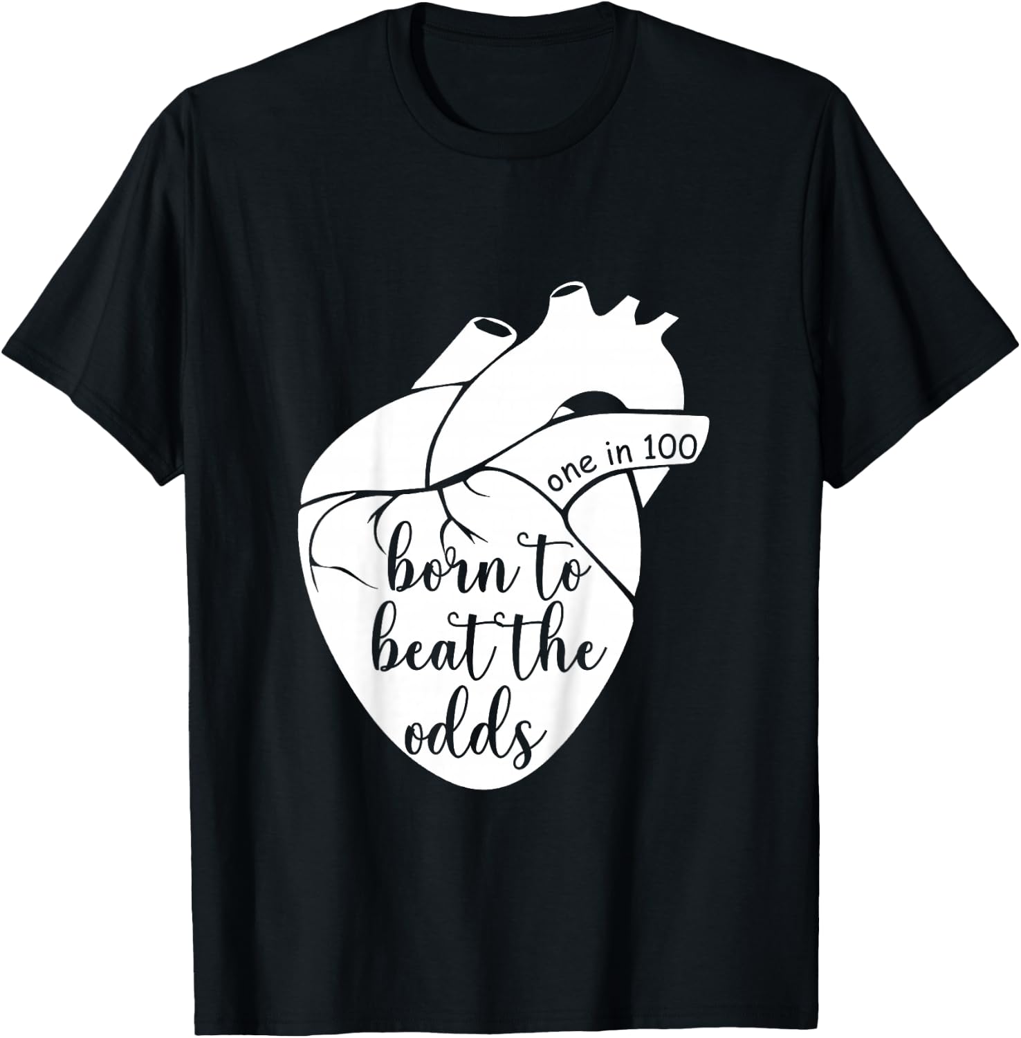 Kids Born to That Beat The Odds CHD Awareness Heart Warrior T-Shirt - T-Shirt | Black