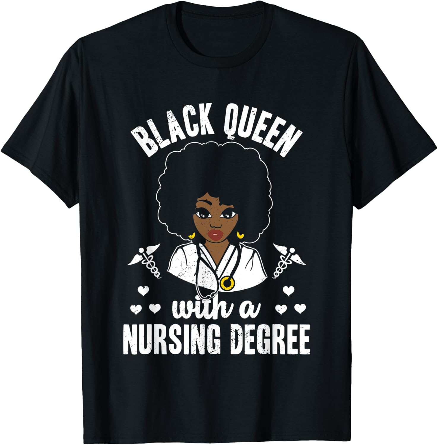 Black Queen With A Nursing Degree Medical School Graduate T-Shirt - T-Shirt | Black