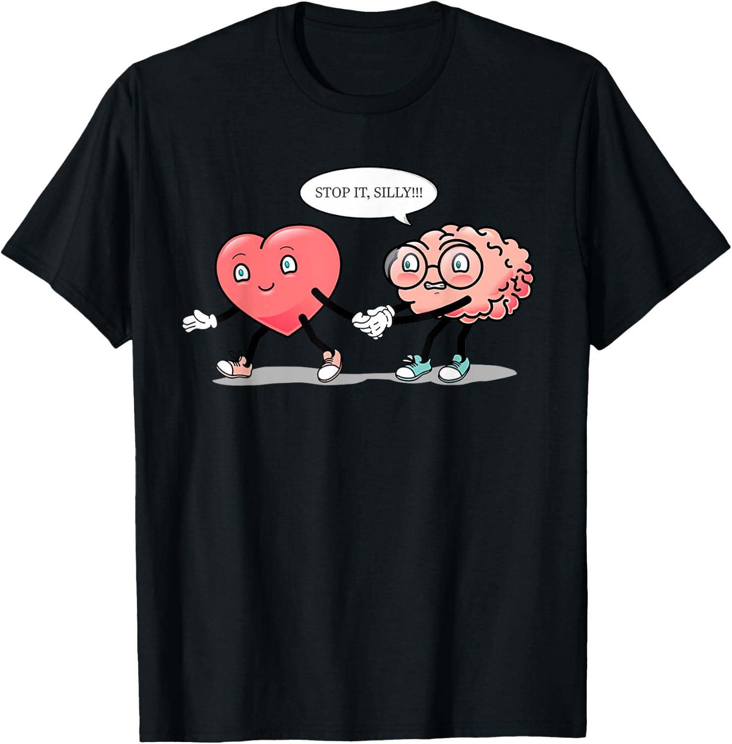 Heart vs Brain Heart Leading Brain Valentines T-Shirt - T-Shirt | Black