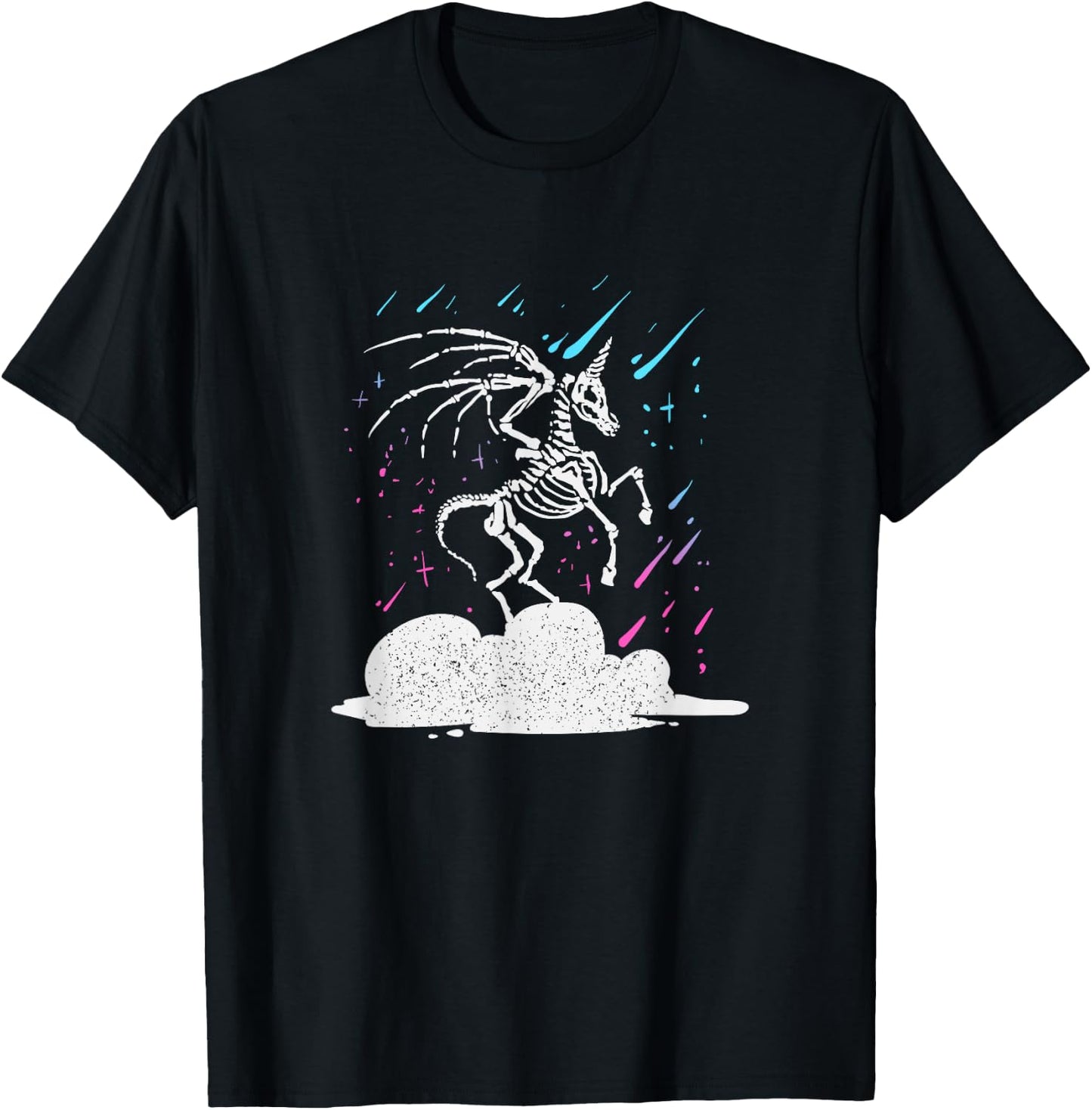 Dead Unicorn Skeleton Rainbow Artwork T-Shirt - T-Shirt | Black