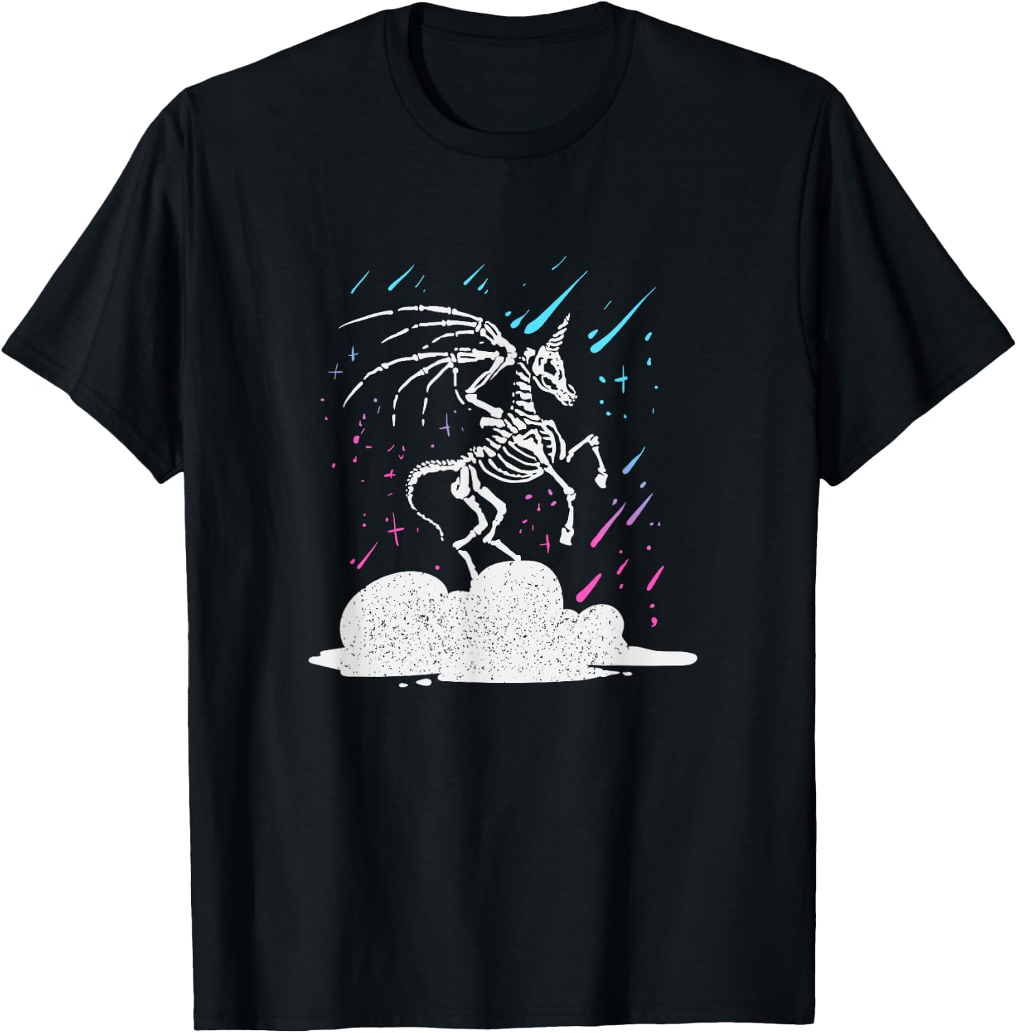 Dead Unicorn Skeleton Rainbow Artwork T-Shirt - T-Shirt | Black