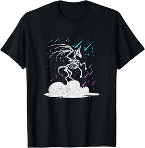 Dead Unicorn Skeleton Rainbow Artwork T-Shirt - T-Shirt | Black
