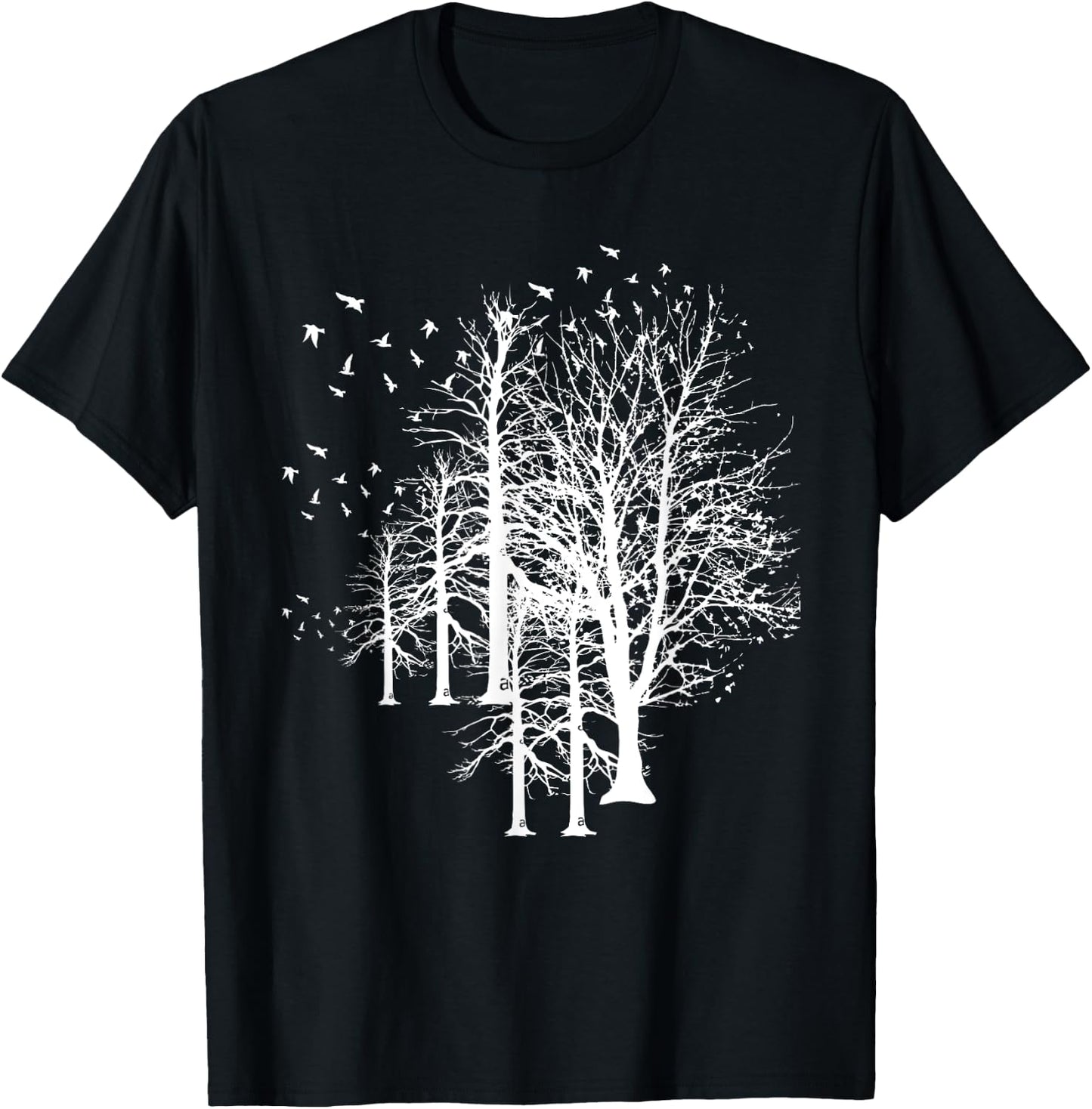 Outdoors Forest Trees Wildlife Flock Of Birds Nature T-Shirt - T-Shirt | Black
