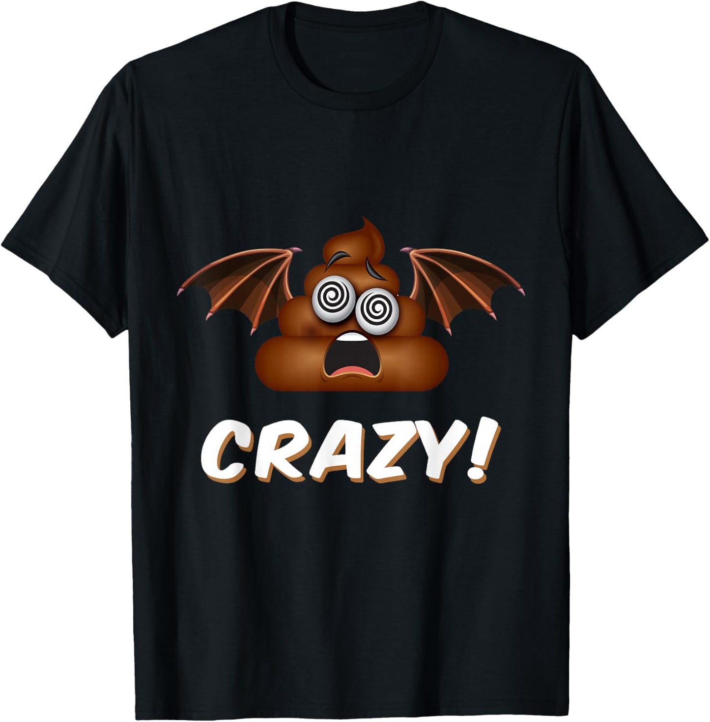 Funny Halloween Bat Shit Crazy Poop Emoticon T-Shirt - T-Shirt | Black