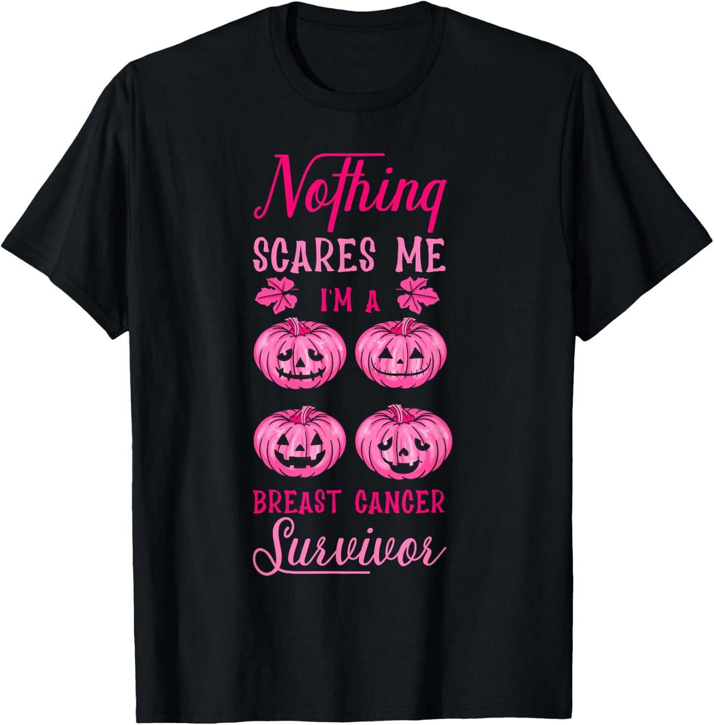 Breast Cancer Halloween Party Survivor Pink Pumpkin T-Shirt - T-Shirt | Black